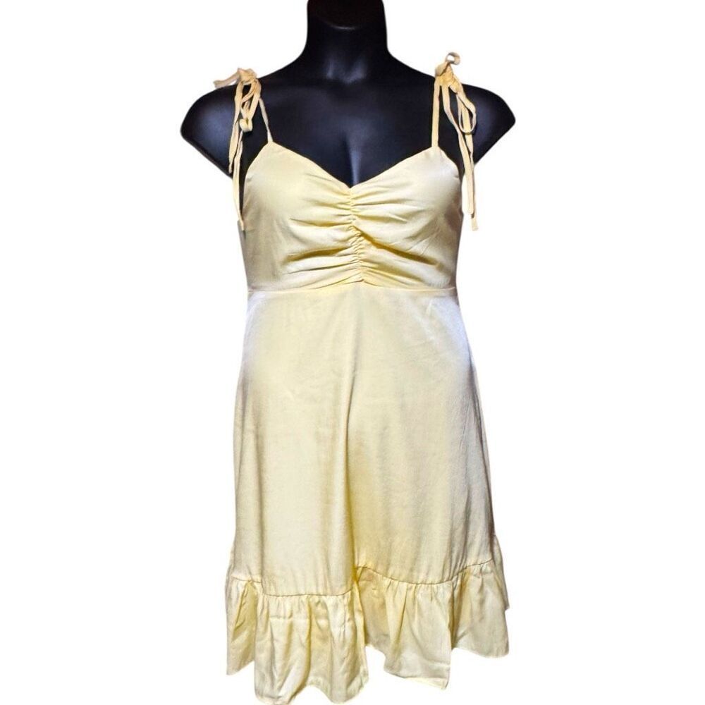 Mittoshop Yellow Ruched Spaghetti Strap Mini Dress | Smocked Back | NWT - Picture 11 of 14